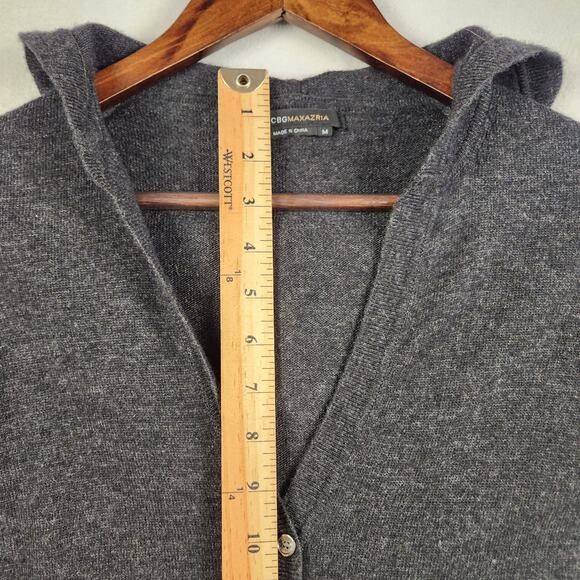 BCBGMAXAZRIA Hooded Cardigan Sweater Women M Gray Wool Cashmere Angora - Picture 10 of 13